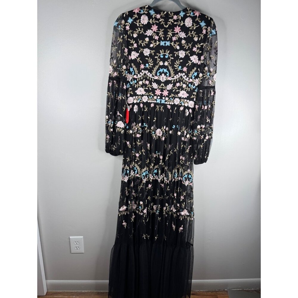 MAC DUGGAL 35111 Embroidered Floral Long Sleeve Gown in Black Size 4 NEW - Picture 9 of 11